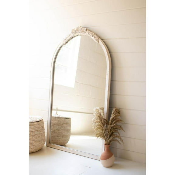 Kalalou Inc Large Arched Wood Framed Mirror With Carved Detail