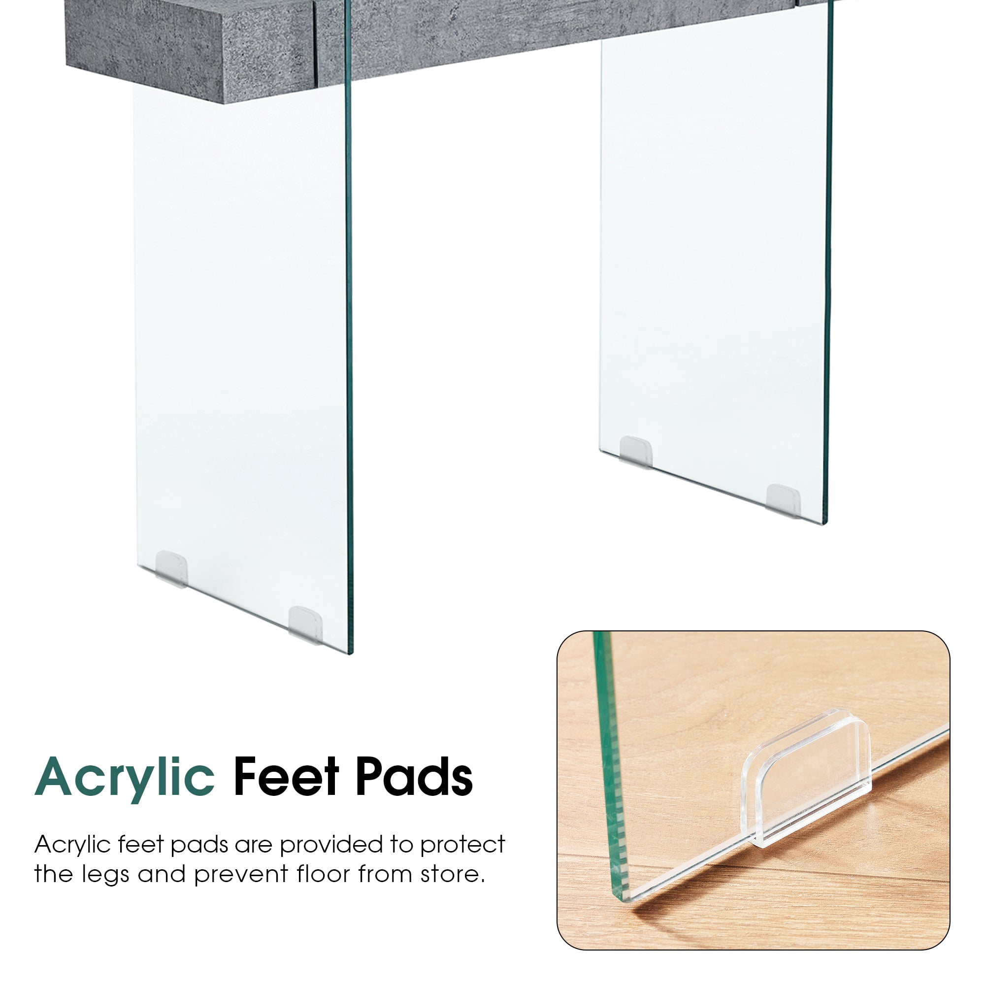 ivinta Narrow Glass Console Table with Storage Modern Sofa Table Entryway Table Glass Writing Desk Small Computer Desk TV Table Buffet Table Modern Accent Table for Small Space