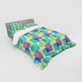 thumbnail image 3 of Colorful Duvet Cover Set, Skewed Square Shapes with Round Edges Overlap Geometric and Futuristic Design, Bedding Set with Shams and Fitted Sheet, 3 Sizes, by Ambesonne, 3 of 3