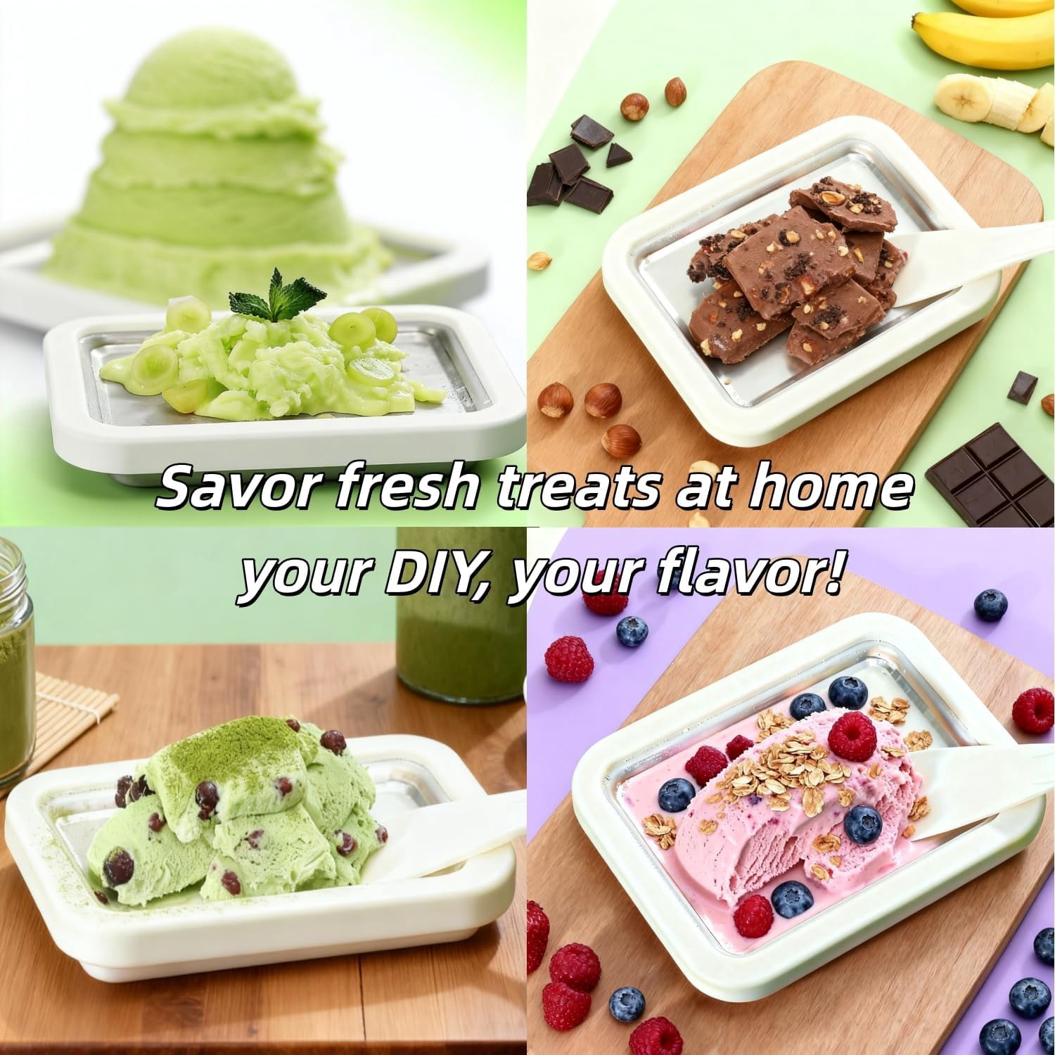 Rolled Ice Cream Maker Kit, 2026 New At-Home Stainless Steel Instant Freeze Plate with 2 Scrapers, DIY Rolled Ice Cream Tray, Perfect for Family Fun, Easy Homemade Desserts (White)