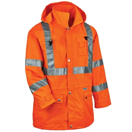 Ergodyne GloWearÂ® 8365 Type R Class 3 Rain Jacket, Orange, XL
