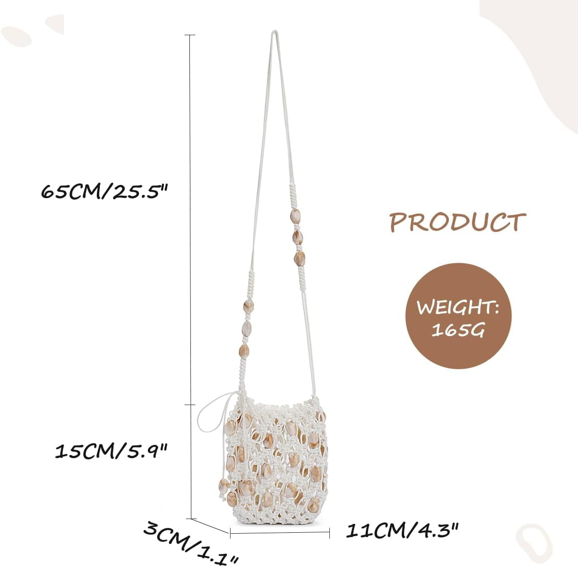 Women’s Boho Beaded Crochet Crossbody Bag Lightweight Cell Phone Purse with Adjustable Strap