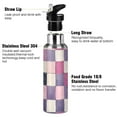 thumbnail image 3 of Yayeee 20oz Insulated Water Bottle Double Wall Stainless Steel with Flip Straw Lid, Pink and Purple Plaid Pattern, 3 of 7