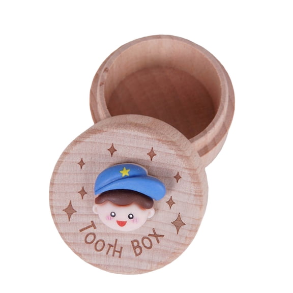 Baby Tooth Fairy Box, 3D Carved Wooden Keepsake Storage Box for Lost Teeth for Boys & Girls Kids Dental Care Souvenir Birthday Baby Shower (Baseball Cap Boy)