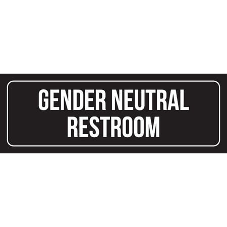 Black Background With White Font Gender Neutral Restroom Office Metal Door Sign, 3x9
