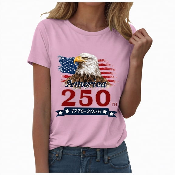 Duqingm America 250 Tshirt 4th of July Patriotic 250th Anniversary 251 Years Freedom Men Women T-Shirt Pink,M
