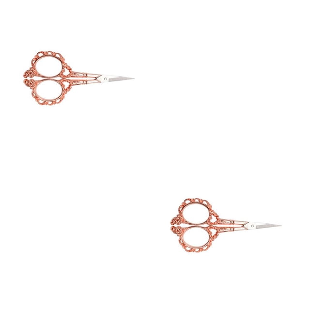 Wosthever Tijeras de costura de estilo europeo, mango galvanizado de aleación, hermosas tijeras de bricolaje Oro rosa 2Conjunto