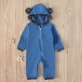 thumbnail image 5 of Lovzfmll 2 Piece Bear Ear Hooded Onesie, Cozy Solid Color Pajamas, Long Sleeve Full-Zip, Jumpsuit for Toddler, Gift Party Fun Loungewear for 6-12 Months, 5 of 9