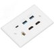 thumbnail image 2 of Placa de pared de 6 puertos, 2 interfaces multimedia HD, 2 USB 3.0, 1 tipo C, 1 placa de pared Ethernet Cat6 para proyector de TV y computadora., 2 of 8