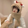 thumbnail image 4 of Dengjunhu Thicken Scarf 3 in 1 with Pocket Antler Design Non-shedding Furry Hat Scarf Glove Integrated Set for Outdoor, 4 of 7