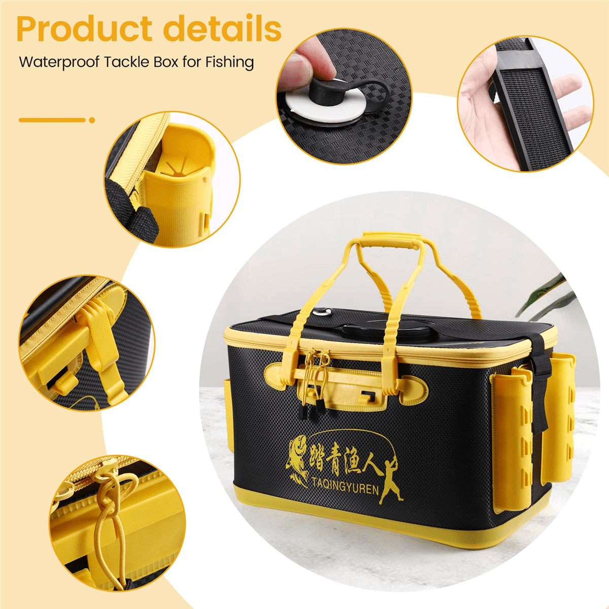 Multifunctional Fishing Bucket EVA, Bait Reel Lure, Live Fish Storage, Waterproof Tackle Box for Fishing Accessories A
