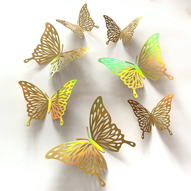 De Pegatinas De Pared De Mariposa 3D, Decoración De Mariposa Hueca, Manualidades Decorativas Artesanales Para Dormitorio Y Decoración Para Sala De Estar 12 Unidades/Juego Eigraketly HA042602-02