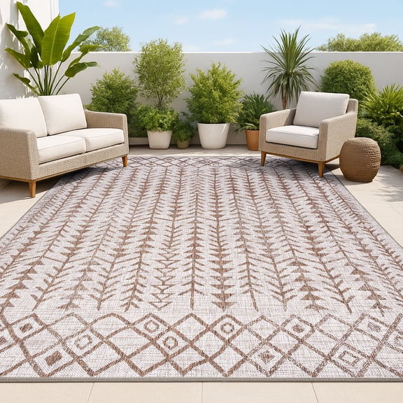 JONATHAN Y SANTA MONICA 8 x 10 Area Rug, Tokay Bohemian Geometric - Beige/Brown, SMB132A-8