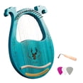 thumbnail image 1 of 16-String Wooden Lyre Harp Resonance Box String Instrument with Tuning Wrench 3pcs Picks, 1 of 7