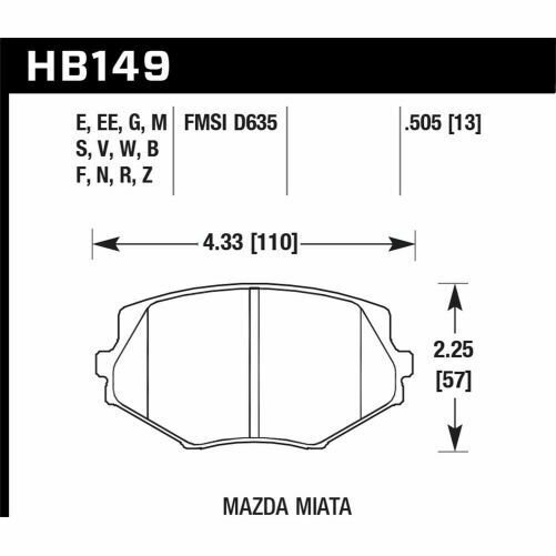 Hawk 94 97 Mazda Miata 99 03 Miata Dtc 30 Race Front Brake Pads
