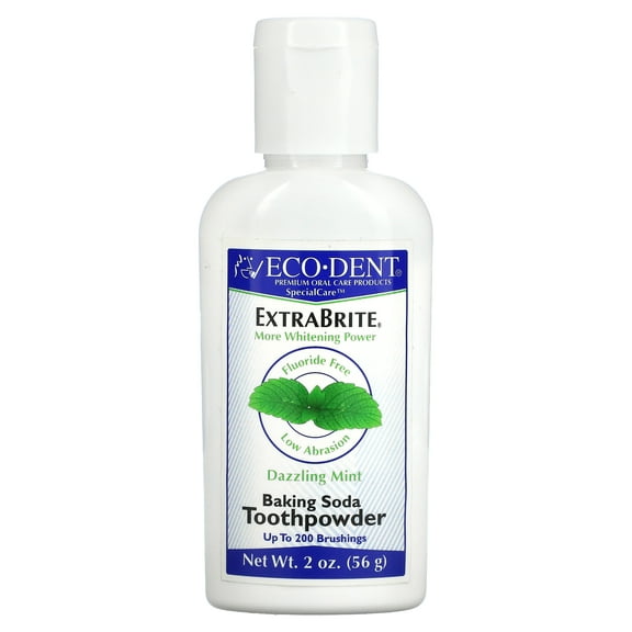 Eco-Dent ExtraBrite, Baking Soda Tooth Powder, Fluoride Free, Dazzling Mint, 2 oz (56 g)