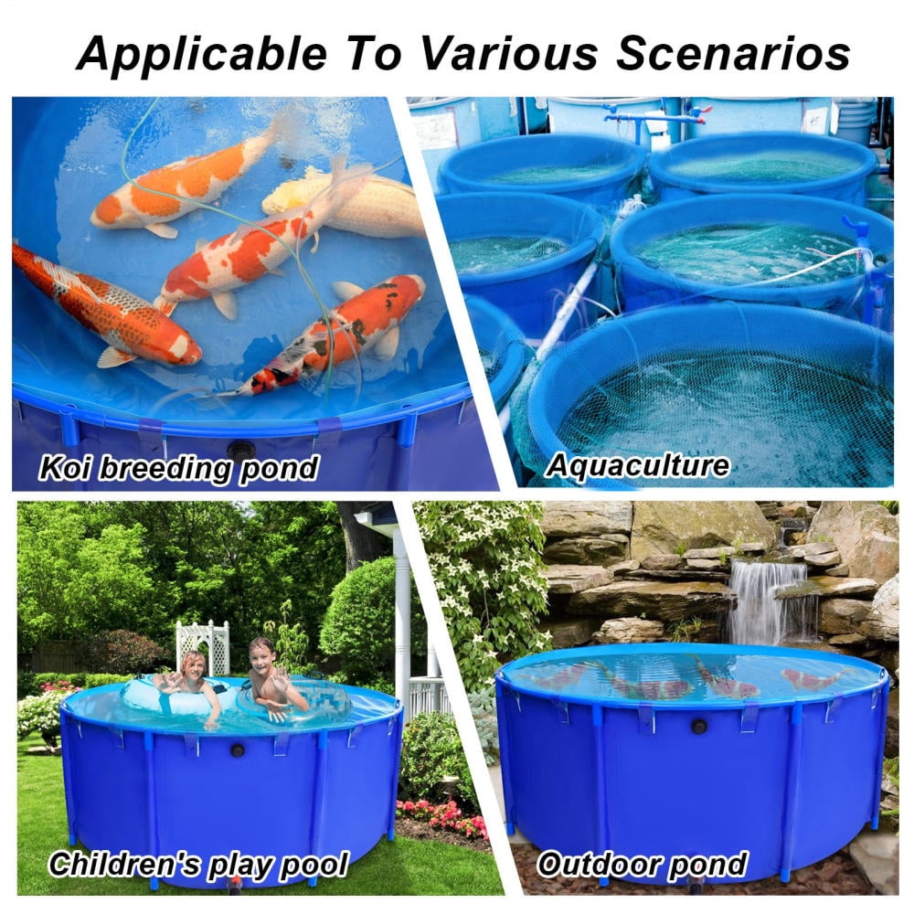 WAASOSCON Thickened PVC Outdoor Fish Pond, Large Capacity Outdoor Thickened Fish Tank, Heat-Sealed Waterproof Design for Koi Breeding & Garden Irrigation
