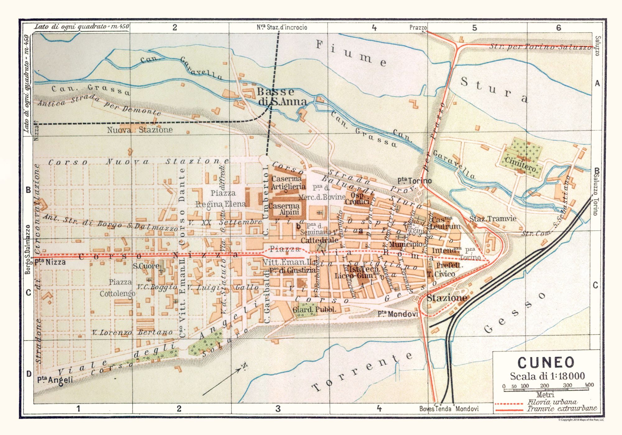 International Map Cuneo Italy Guida D'Italia 1914 32.85 x 23