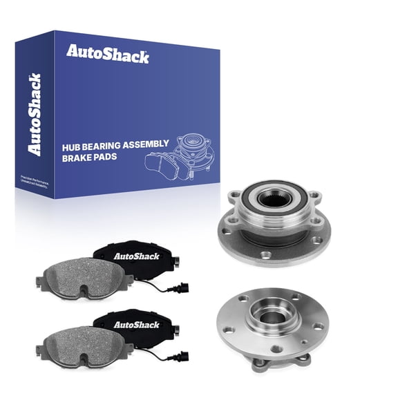 AutoShack Front Ceramic Brake Pads   Wheel Hub Bearing Assemblies with ABS Replacement for 2020-2022 Volkswagen Passat 6-PC Kit