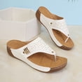thumbnail image 6 of Womens White Thong Sandals | Breathable Wedge Sandals with Cushioned Insole for Comfortable Walking, Casual Summer Shoes,Size 5.5, 6 of 9