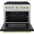 thumbnail image 7 of ZLINE Autograph Edition 36 in. 5.2 cu. ft. Paramount Gas Range with 6 Burner Cooktop and Convection Gas Oven in Stainless Steel with Black Matte Door and Polished Gold Accents (SGRZ-BLM-36-G), 7 of 7