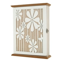 NUAHRHY Wooden Key Box Wall Mount Wooden Key Holder Decorative Wall Key Hanger with 6 Key Hooks Rustic Key Cabinet Key Organizer Entryway Key Holder for Wall Entryway Hallway