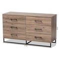 thumbnail image 3 of Baxton Studio Daxton Rustic Oak Finished Wood 6-Drawer Dresser, 3 of 3