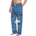 thumbnail image 2 of Balery Sharks on White Blue Striped print Men's Pajama Pants,Ultra Lightweight Pjs,Lounge Pant-Large, 2 of 9