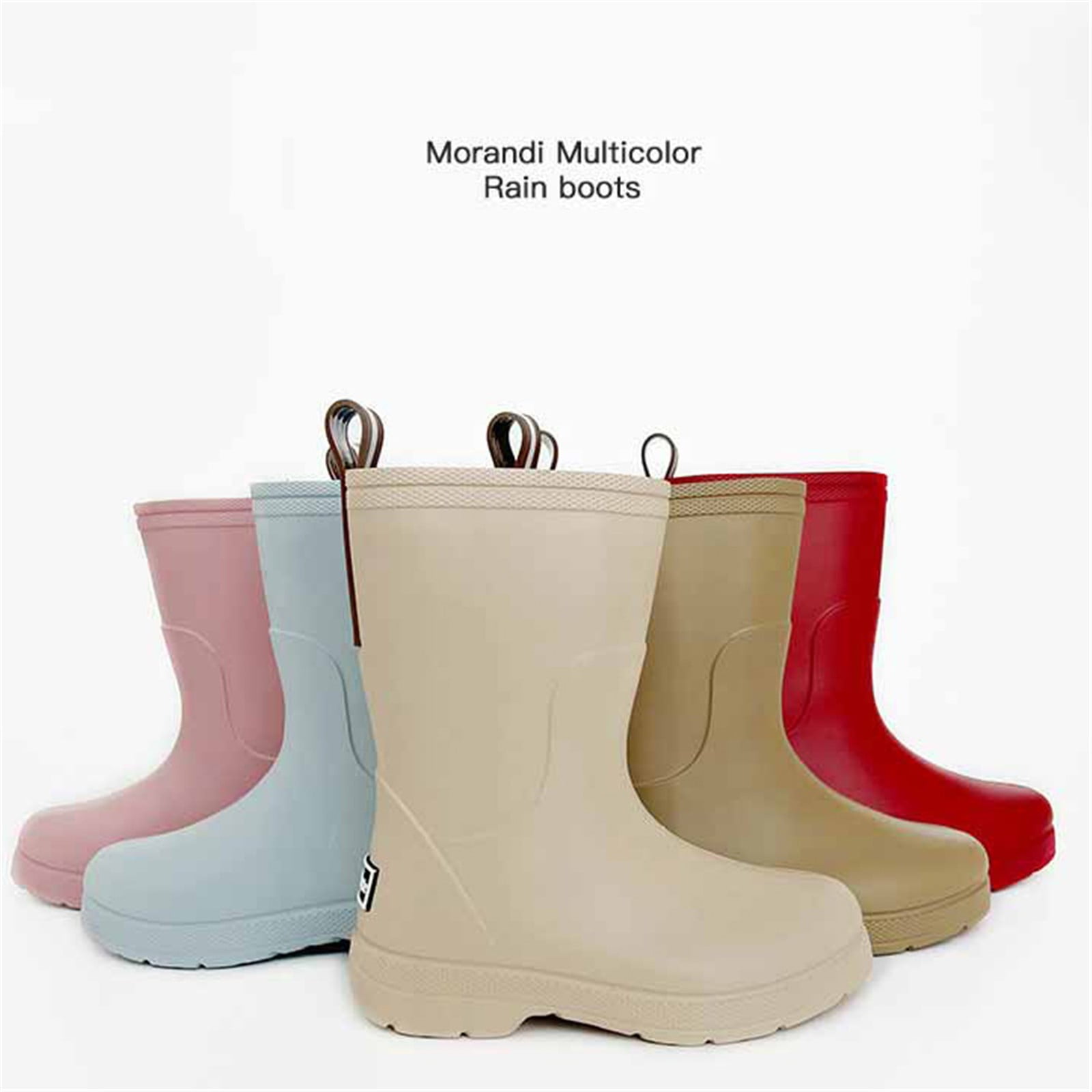 Baby Kids Easy On Antiskid Rain Shoes Boots For Toddler Little Kid Short Rain Boots Lightweight Rainy Day Shoes Red