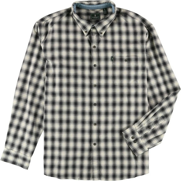 G.H. Bass & Co. Mens Plaid Button Up Shirt, Beige, Small