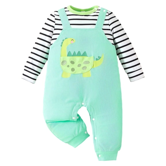 Akiihool New Born Outfits Baby Boy Newborn Baby Boy Clothes Set 2pcs Long Sleeve Top and Pants Suit Toddler Baby Fall Winter Clothes Green,9-12 Months
