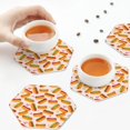 thumbnail image 7 of Disketp Hot Dog In Heart Funny Coasters,6 Pcs Leather Coasters with Holder, Perfect Housewarming Hostess Gifts,Protect Furniture from Water Marks Scratch and Damage,Hexagon, 7 of 7