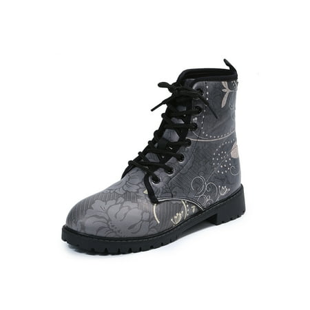 

Daeful Womens Ankle Boots Lace Up Short Bootie Vintage Work Boot Waterproof Comfortable Booties Outdoor Gray 6.5
