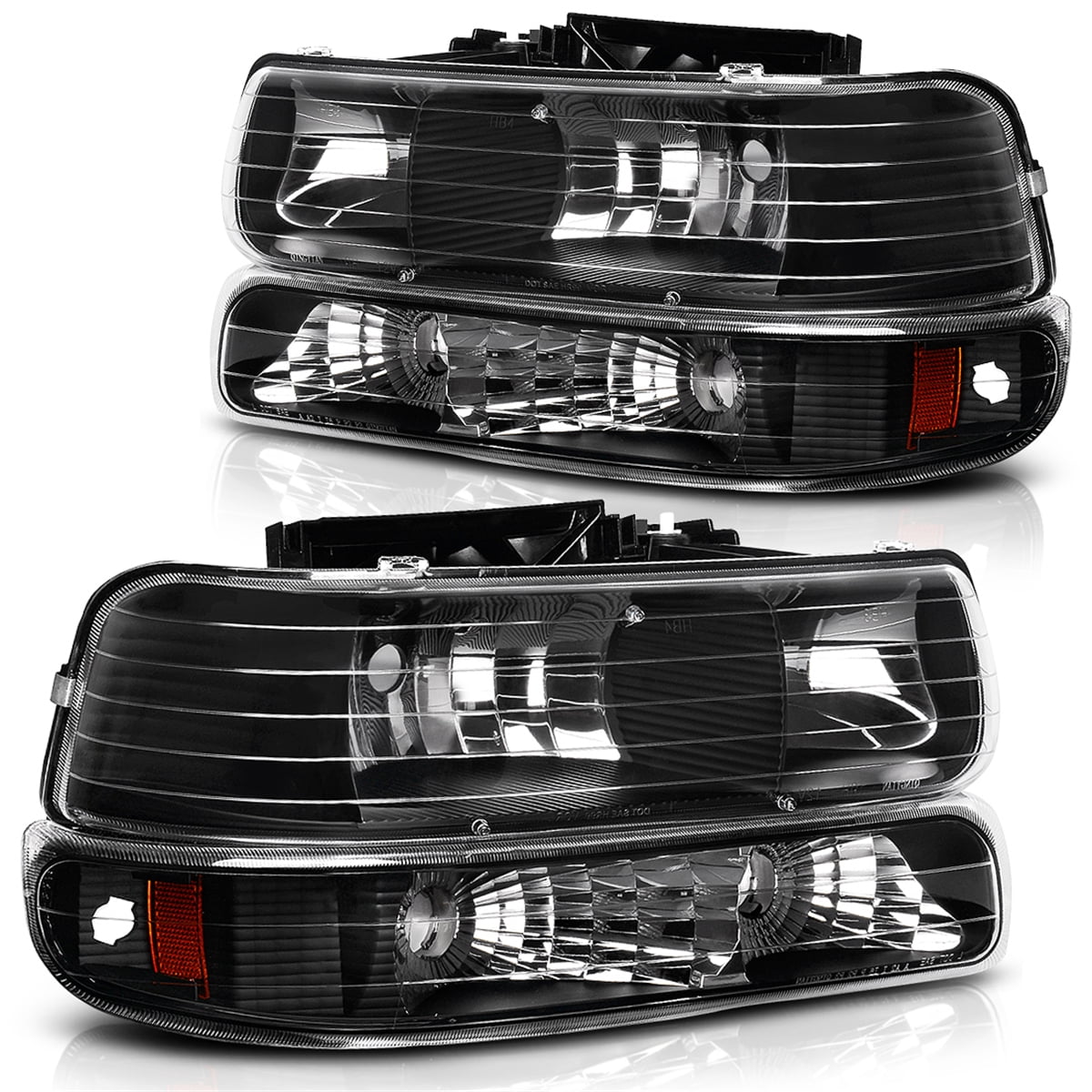 Par De Faros Delanteros Con Luces De Parachoques Para Silverado 99-02 Y Tahoe/Suburban 00-06 – Reemplazo Directo