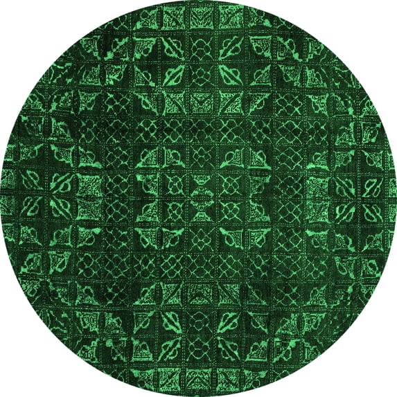 Ahgly Company Indoor Round Abstract Green Modern Area Rugs, 5' Round