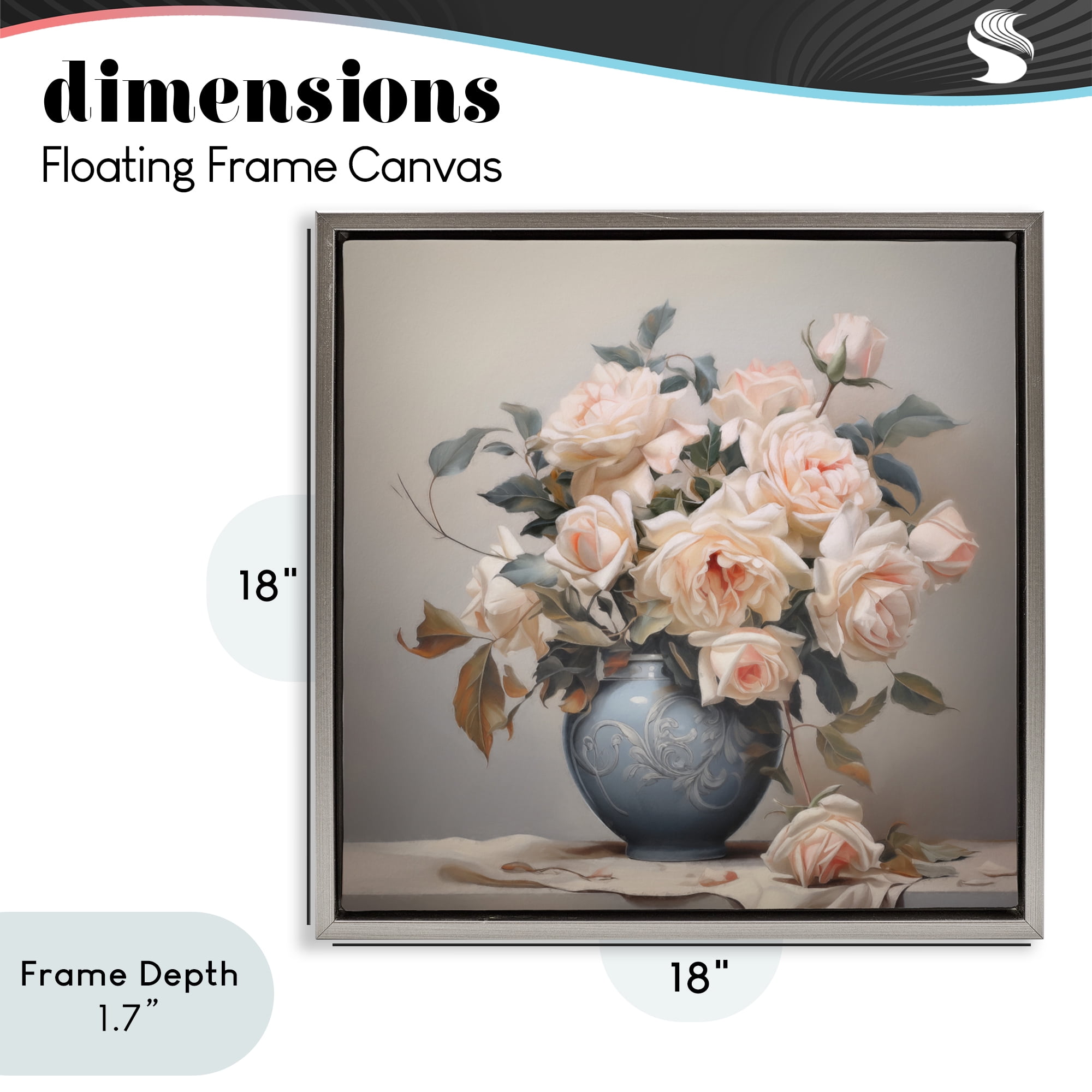 Stupell Industries Rose Paragon Vase Gray Framed Floater Canvas Wall Art, design by Steve Hunziker