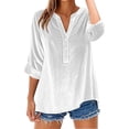 thumbnail image 1 of Chemise Décontractée Rétro à Manches Longues avec Col, Blouse Coupe Ample, Haut Uni pour Usage Quotidien, 1 of 4