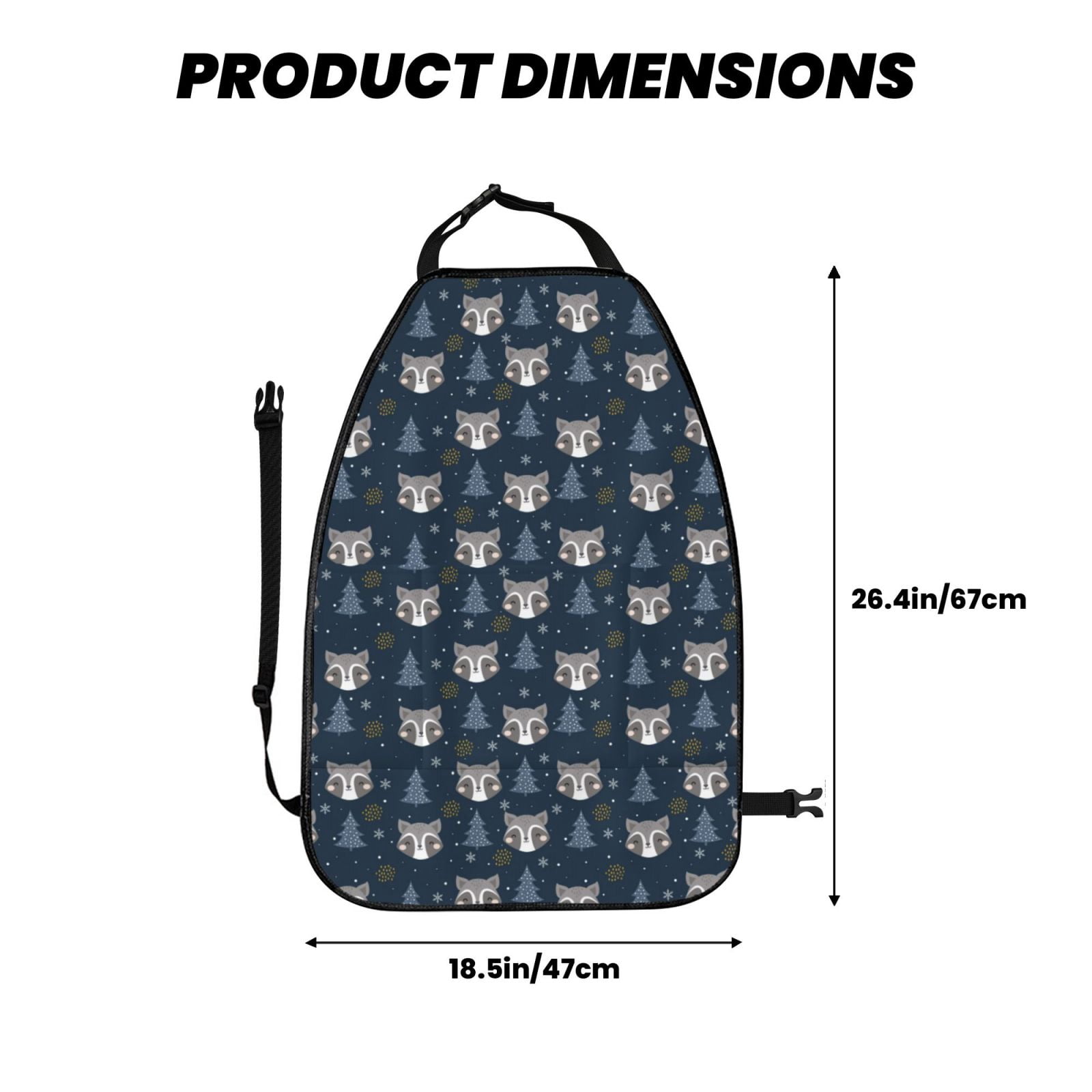 Xecao Cute Christmas Tree Raccoon Pattern Car Seat Back Protector 2 Pack Large Capacity Pocket, Kick Mats Back Seat Protector