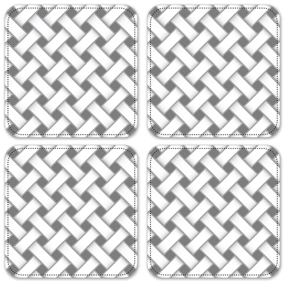 Vinyl Drink Coasters - Set of 4 - Gray & White Cross Hatch