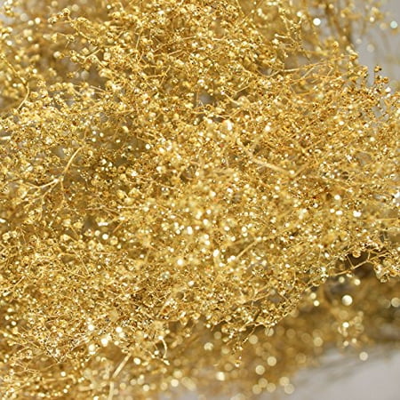 Preserve Bouquet Green Floral Crafts | Preserved Sparkle Gypsophilia (Dried Baby's Breath for Wedding Bouquets & Centerpieces) | Sparkle Gold ()