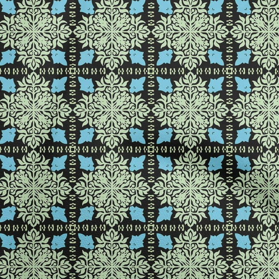 oneOone Polyester Spandex Black Fabric Arabic Moroccan Fabric For Sewing Printed Craft Fabric By The Yard 56 Inch Wide