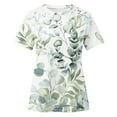 thumbnail image 5 of ICHUANYI Clearance Women Printing Round-Neck Lace Hollow Out Short Sleeve Pullover Slimming Blouse T-shirt Tops(Green, XL) ICHUANYI WER2023081015948, 5 of 5