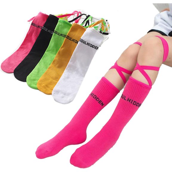 Godderr 3 Pairs Kids Girls Cotton Socks Knee High Sports for Toddler Soft Socks Half Socks Autumn Letter Socks for 3-12Y