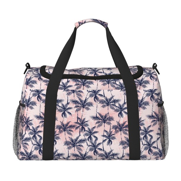Balery Tropics Palm Trees Bolsa de Gimnasio para Mujeres, Bolsa de Viaje con Bolsillo Húmedo, Bolsa de Fin de Semana para Mujeres, Bolsa de Viaje Resistente al Agua