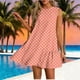 thumbnail image 2 of Vestido Corto para Mujeres Verano Moda Casual Impreso Lado Plisado Cuello Redondo Vestido sin Mangas para el Uso Diario, 2 of 7