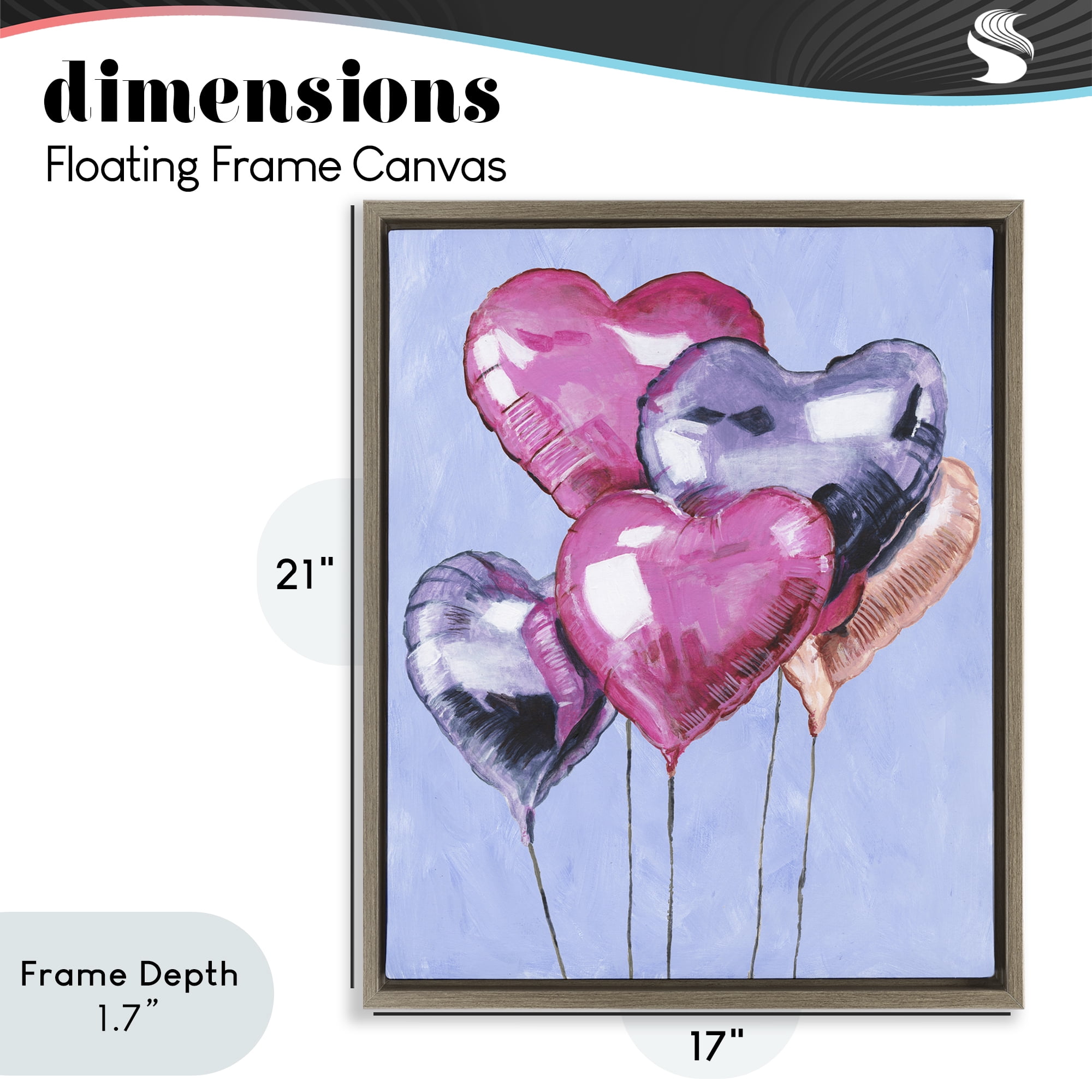 Stupell Industries Heart Balloons Celebration Brown Framed Floater Canvas Wall Art, design by Michael Willett