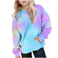 thumbnail image 2 of Elvqul Oversize Sweatshirts for Girls with Pocket Hooded Pullover Blue 10-12 Comfy Solid Color Girls Hoodies Long Sleeve, 2 of 6