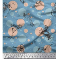 Soimoi Cotton Voile Fabric Dot & Cocktail Beverages Print Fabric by The Yard 56 Inch Wide
