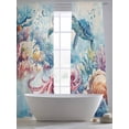 thumbnail image 5 of Sea Turtle Octopus Sheer Curtains 96 Inch Length 2 Panels Set, Coastal Coral Summer Ocean Beige Voile Window Treatment Semi Sheer Long Curtains Drapes for Bedroom/Living Room/Kitchen 52"x96"x2, 5 of 7