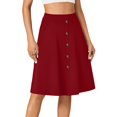 thumbnail image 6 of LWavelet Button-Front Midi Skirt with Side Pockets Women Daily Casual Structured Versatile Bottoms Red 2XL, 6 of 7